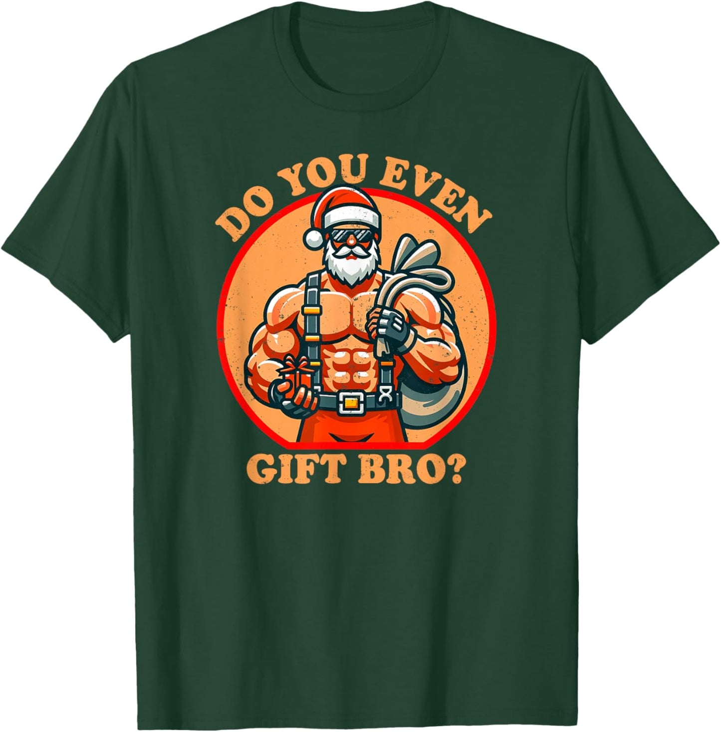 Funny Christmas Weightlifting Bodybuilding Muscular Santa T-Shirt - T-Shirt | Forest