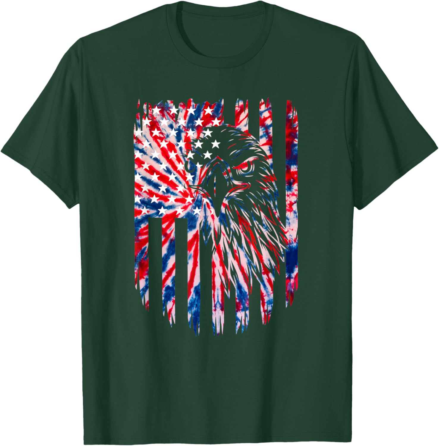 Bald Eagle 4th of July Christmas American USA Flag Tie Dye Kids Men T-Shirt - T-Shirt | Forest