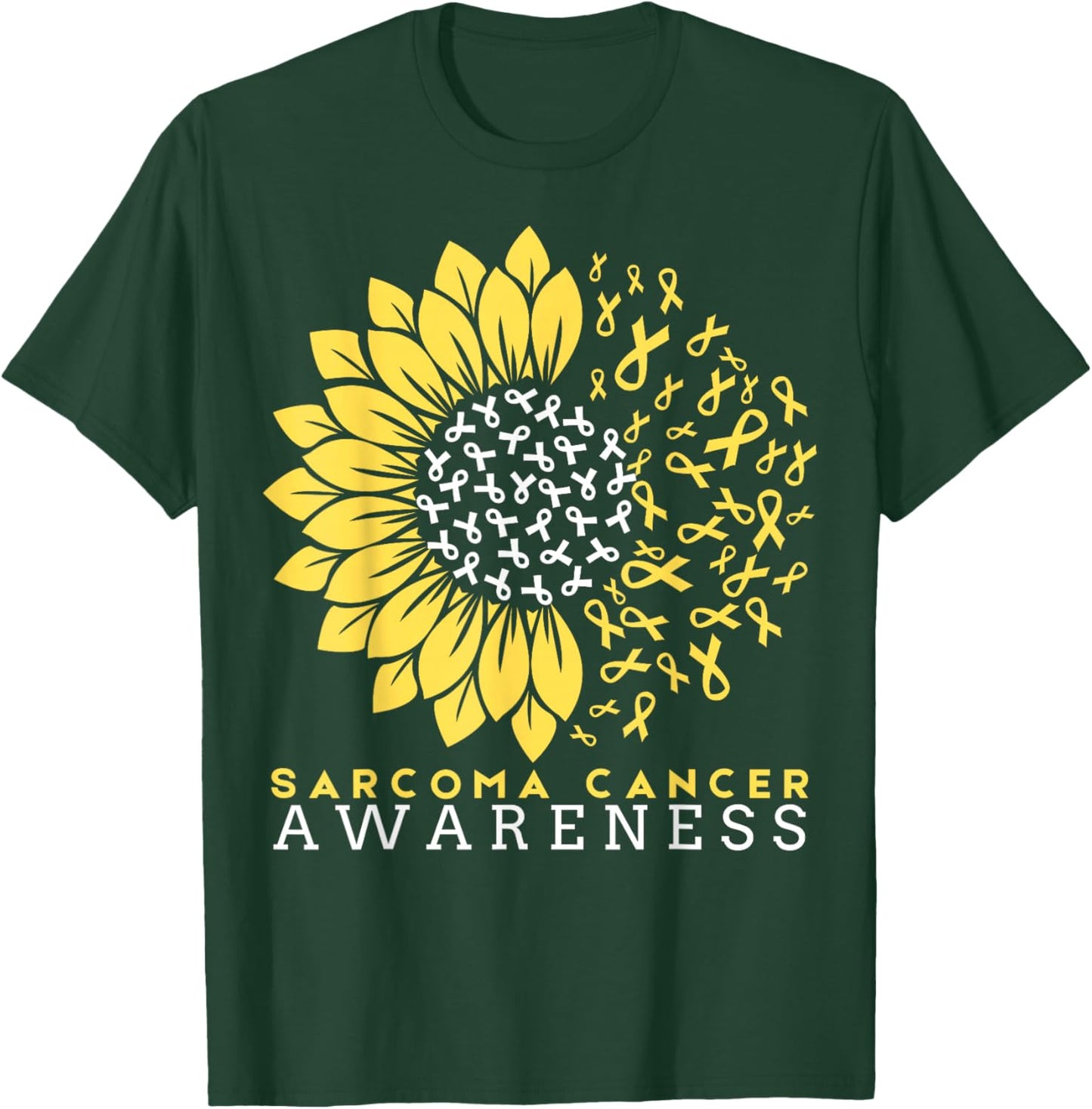 Sarcoma Bone Cancer Awareness Sunflower Ribbon Yellow T-Shirt - T-Shirt | Forest
