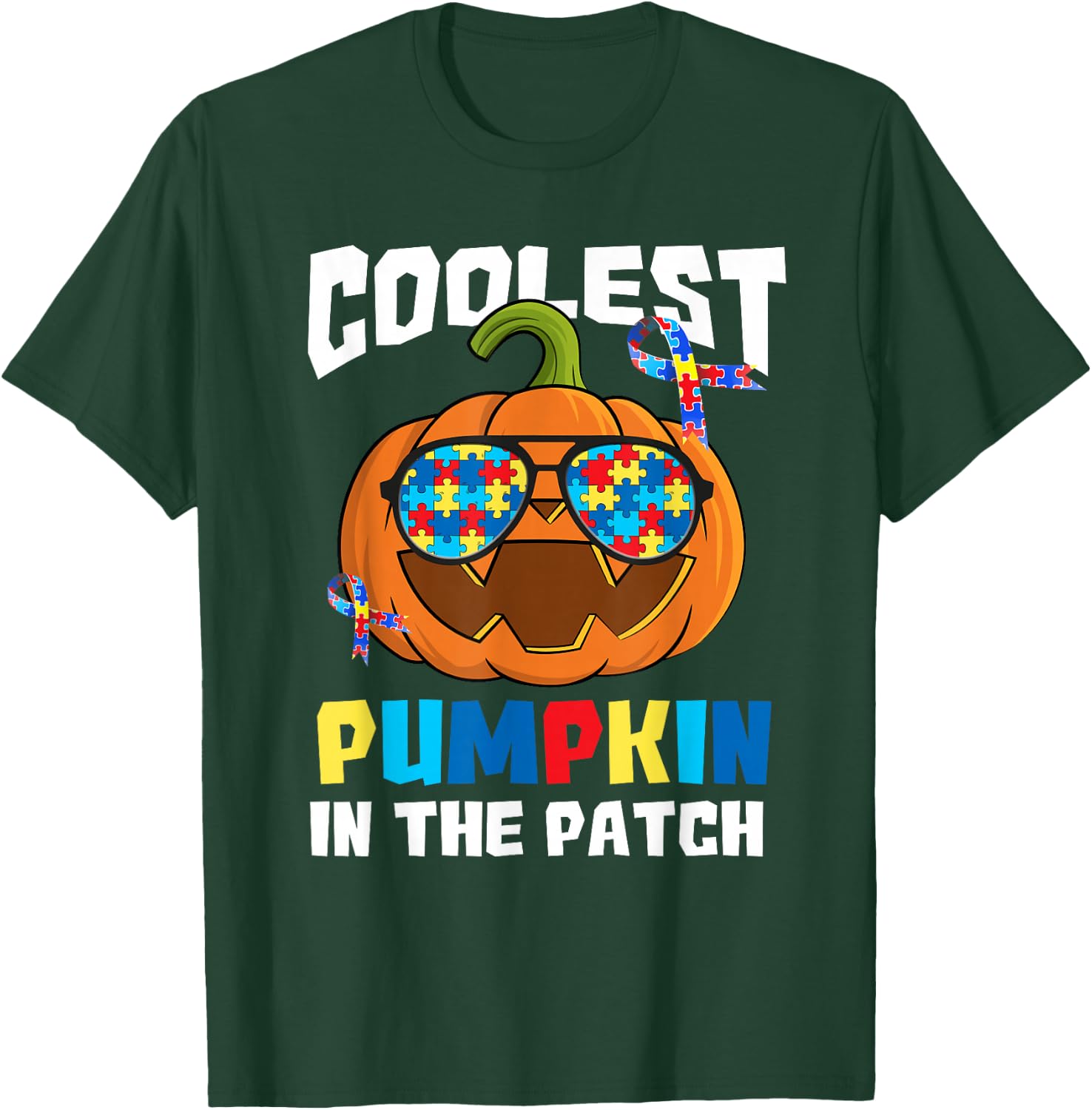 Coolest Pumpkin in The Patch Autism Awareness T-Shirt - T-Shirt | Forest
