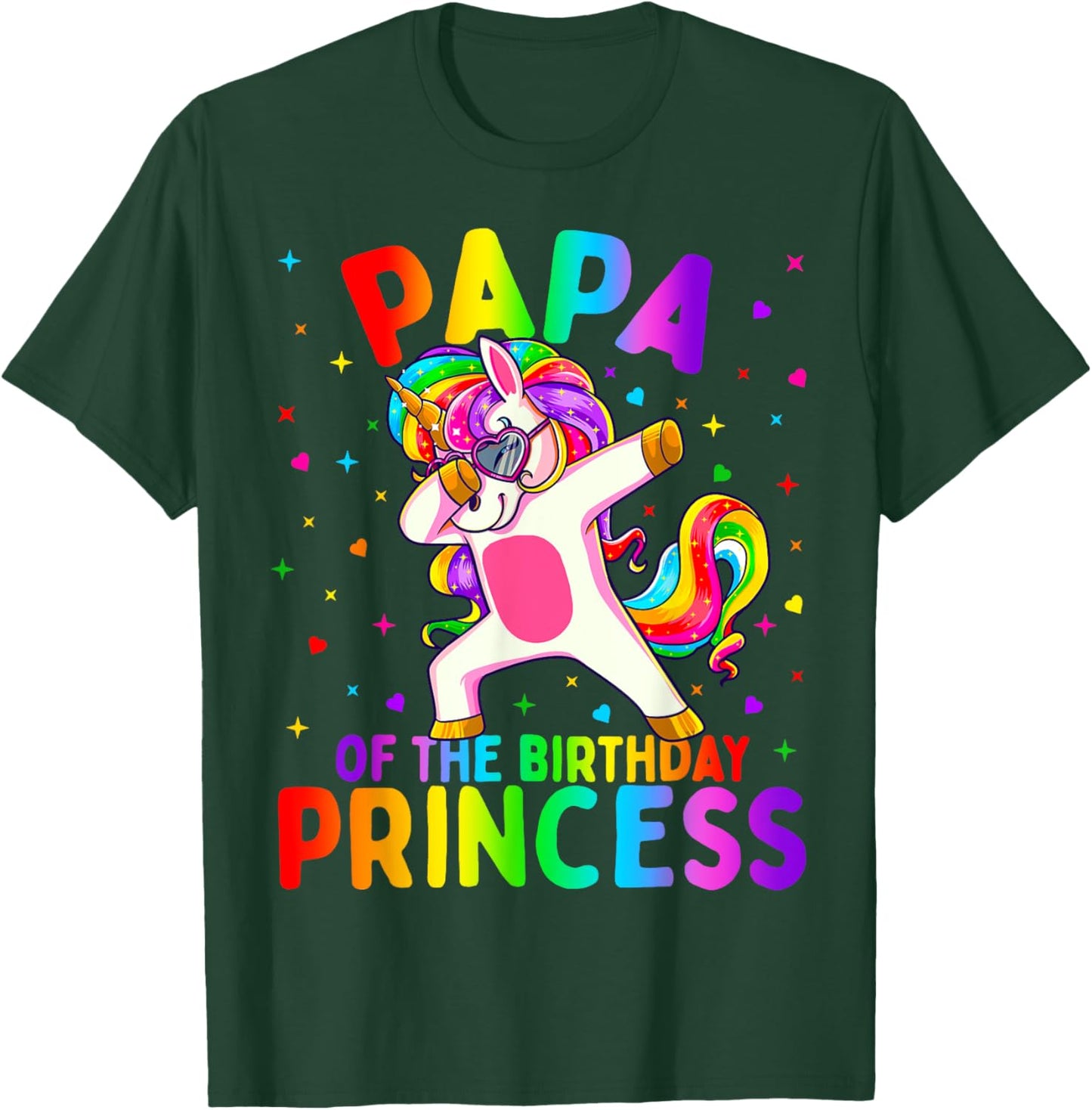 Papa of the Birthday Princess Girl Dabbing Unicorn T-Shirt - T-Shirt | Forest
