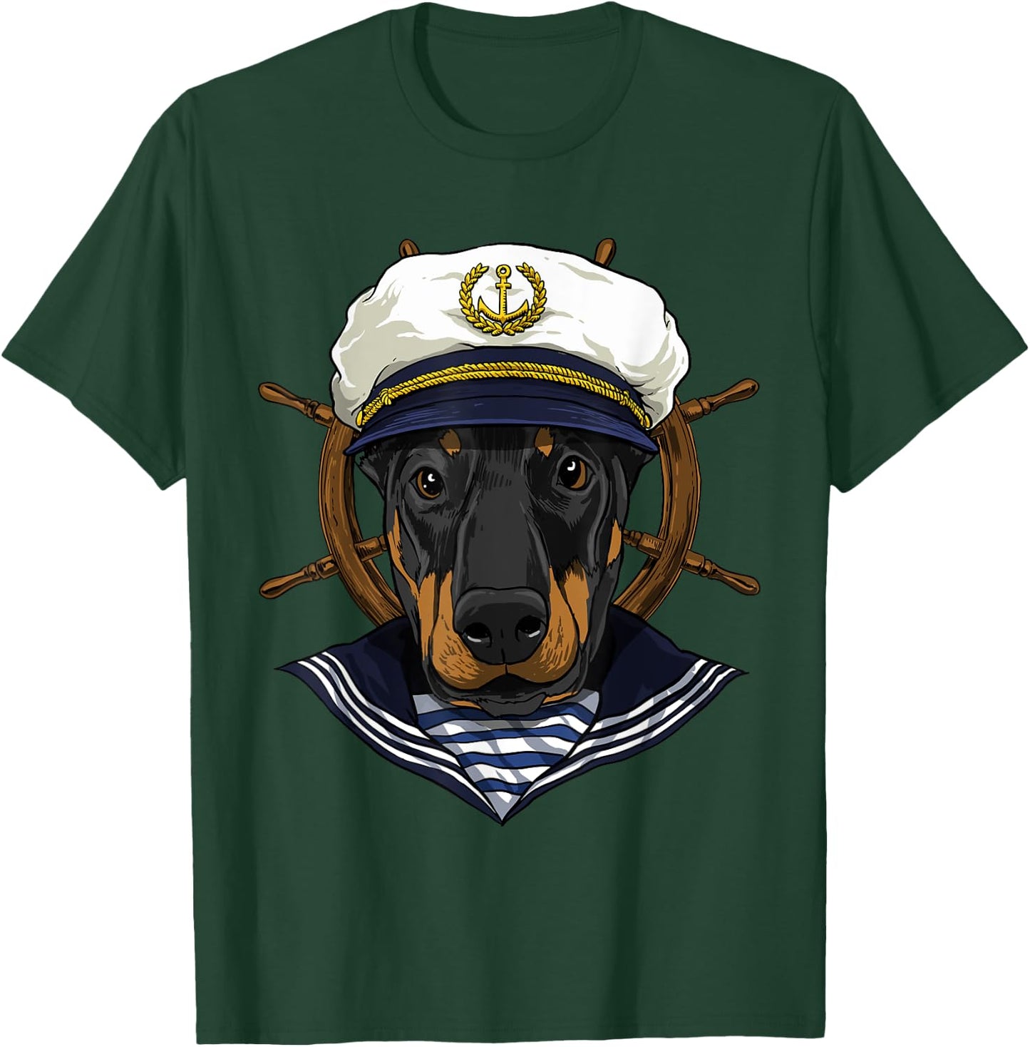 Boat Captain Doberman Dog Lover Pet Boat Lover Owner Sailor T-Shirt - T-Shirt | Forest