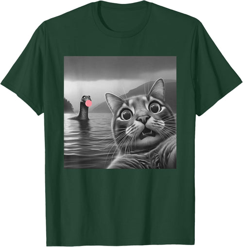 Funny Surprised Cat Selfie with Loch Ness Monster, Bubble Women Girls Kids