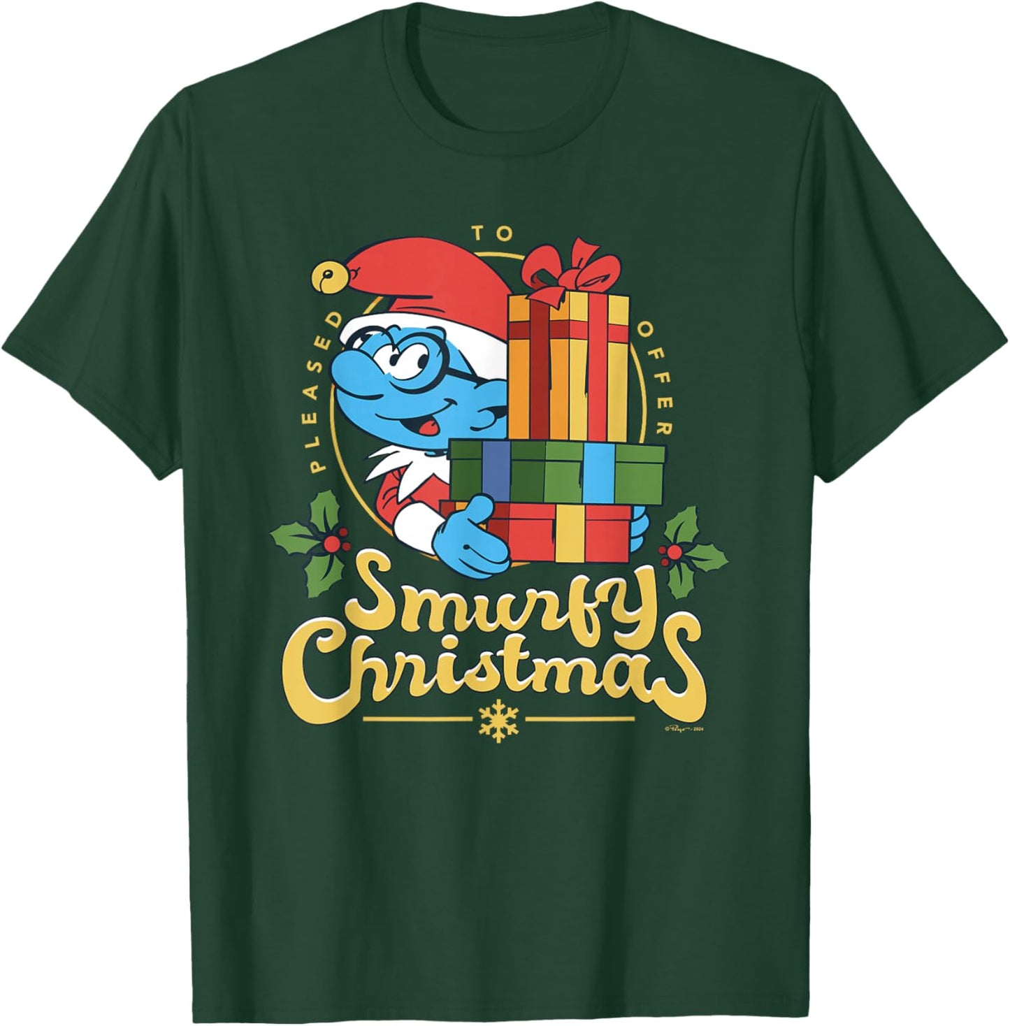 The Smurfs Smurfy Christmas With Brainy Smurf T-Shirt - T-Shirt | Forest