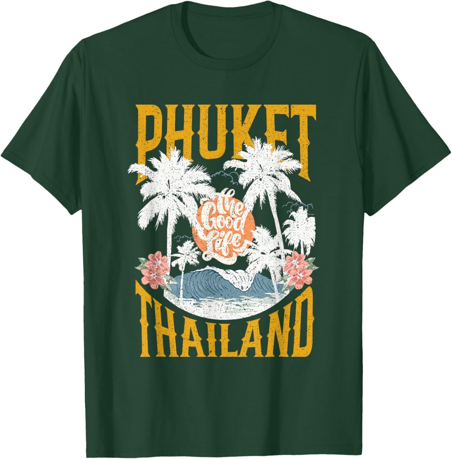 Vintage Retro Palm Trees Beach Vibes Phuket Thailand T-Shirt - T-Shirt | Forest