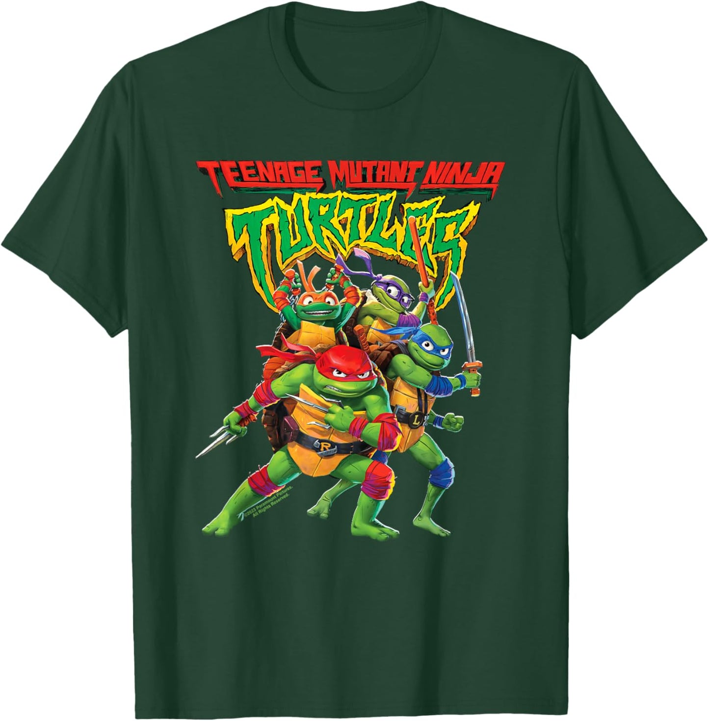 Teenage Mutant Ninja Turtles: Mutant Mayhem Logo with Group Small T-Shirt - T-Shirt | Forest