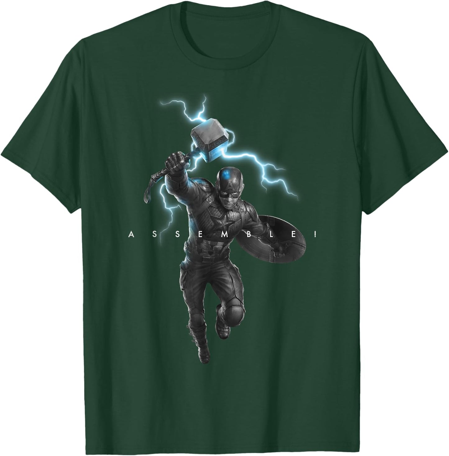 Marvel Avengers Endgame Captain America Assemble Lightning T-Shirt - T-Shirt | Forest