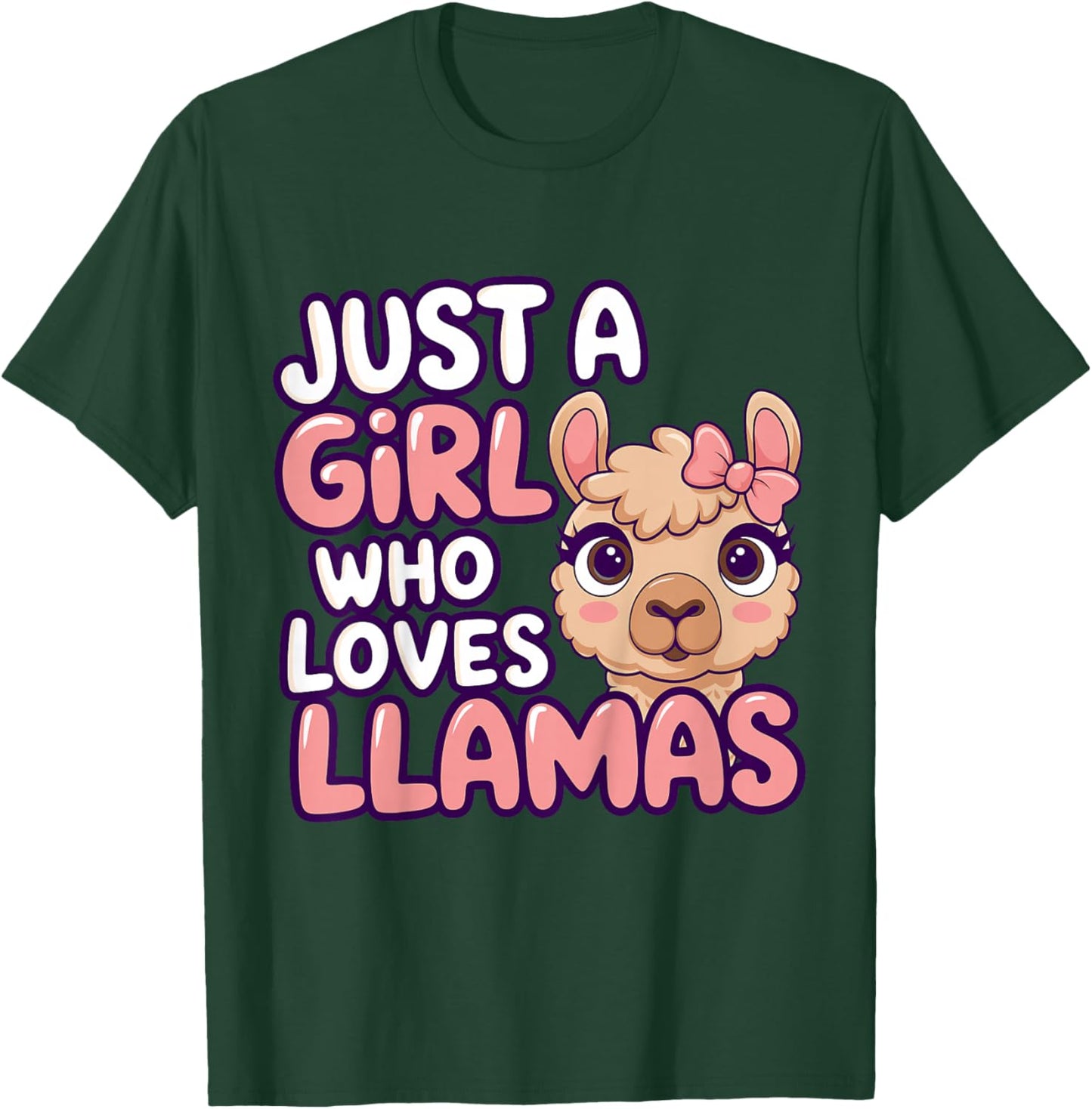 Girl Llama Kids T-Shirt - T-Shirt | Forest