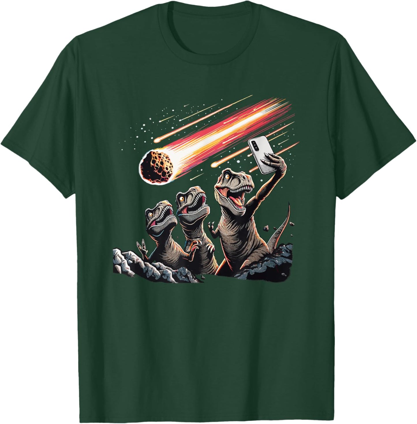 Dinosaur T-Rex Selfie Novelty Men Kids Women Funny Dinosaur T-Shirt - T-Shirt | Forest