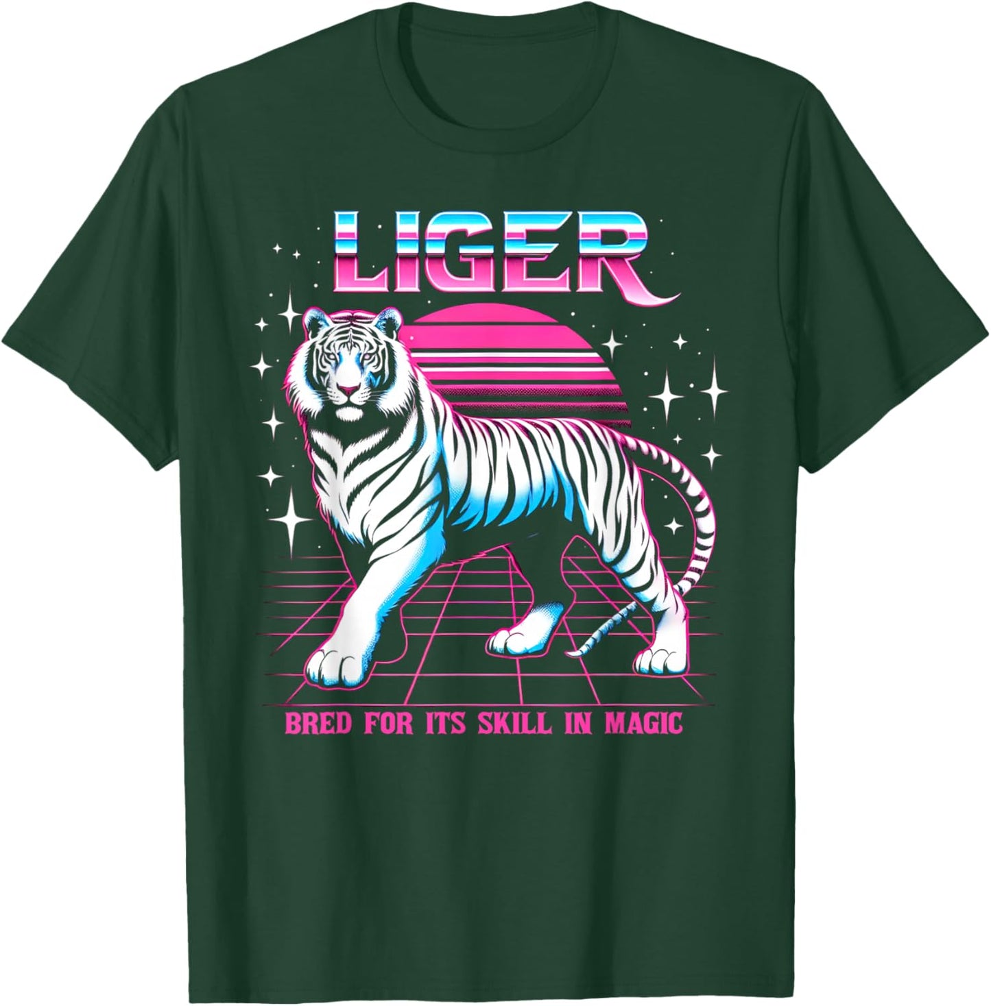 Liger Retro Vintage Tiger Lion Magic Beast Graphic T-Shirt - T-Shirt | Forest