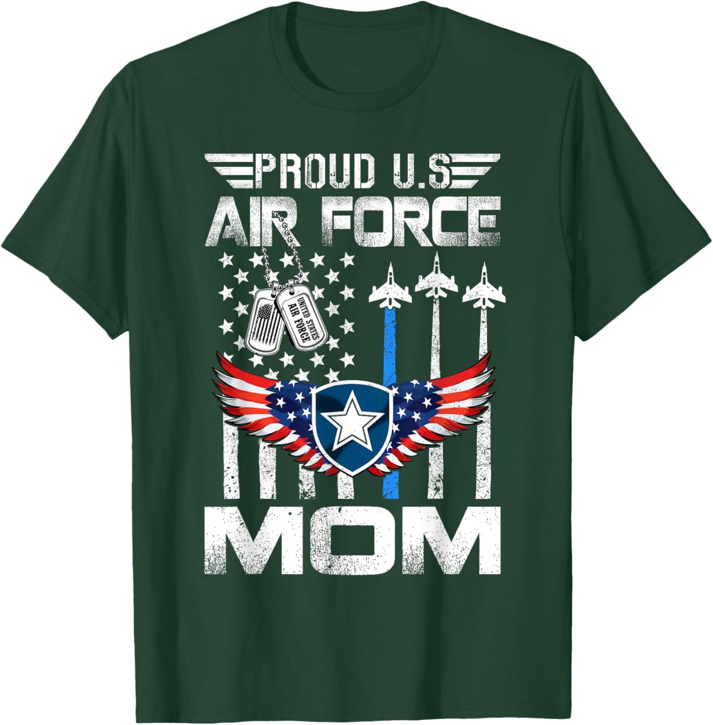 Proud US Air Force Mom Flag Air Force Graduation Mom T-Shirt - T-Shirt | Forest