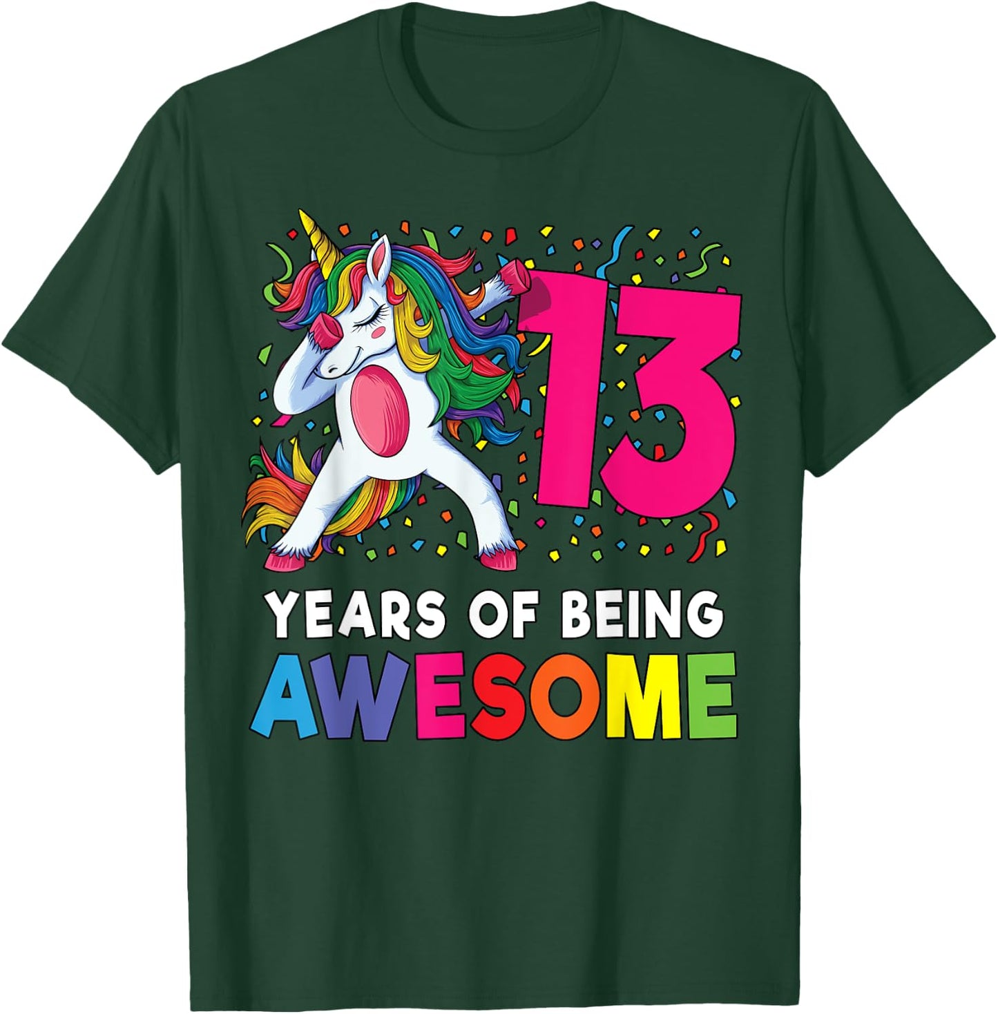 13th Birthday Dabbing Unicorn Party Gift 13 Years Old Girls T-Shirt - T-Shirt | Forest