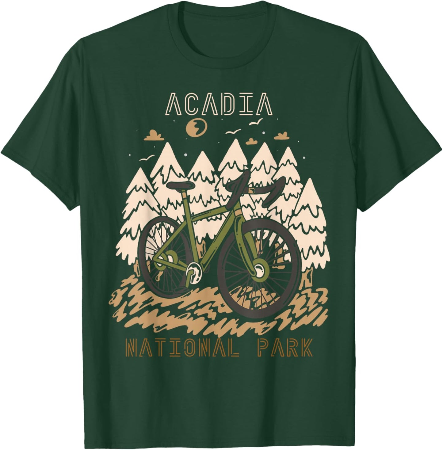 Biking Acadia National Park Souvenir Forest Hike Nature T-Shirt - T-Shirt | Forest