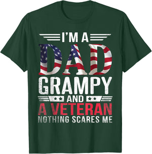 I'm A Dad Papa Father Grampy And A Veteran Nothing Scares Me T-Shirt - T-Shirt | Forest