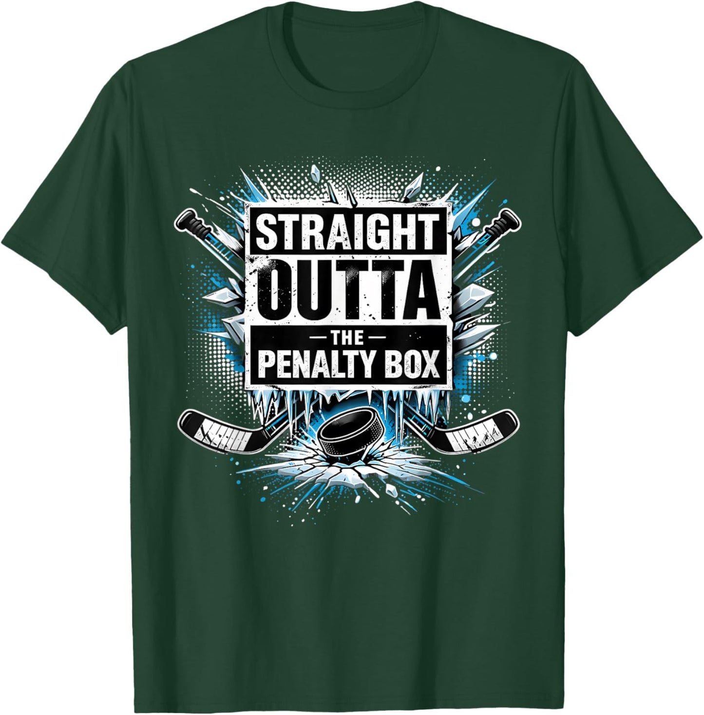 Straight Outta The Penalty Box Hockey Outfit Kids Women Men T-Shirt - T-Shirt | Forest