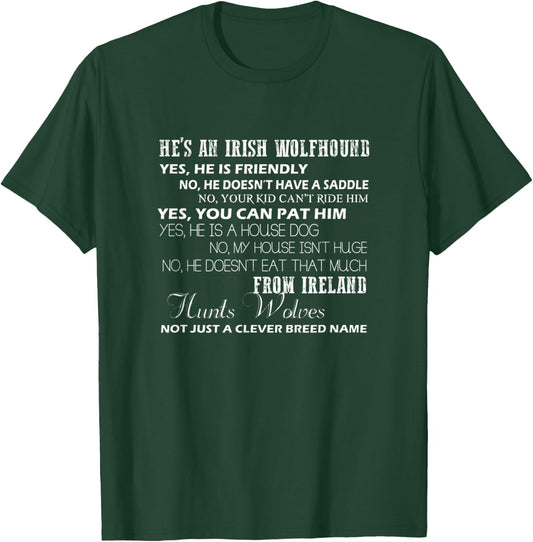 He's An Irish Wolfhound Common Questions Answers T-Shirt - T-Shirt | Forest