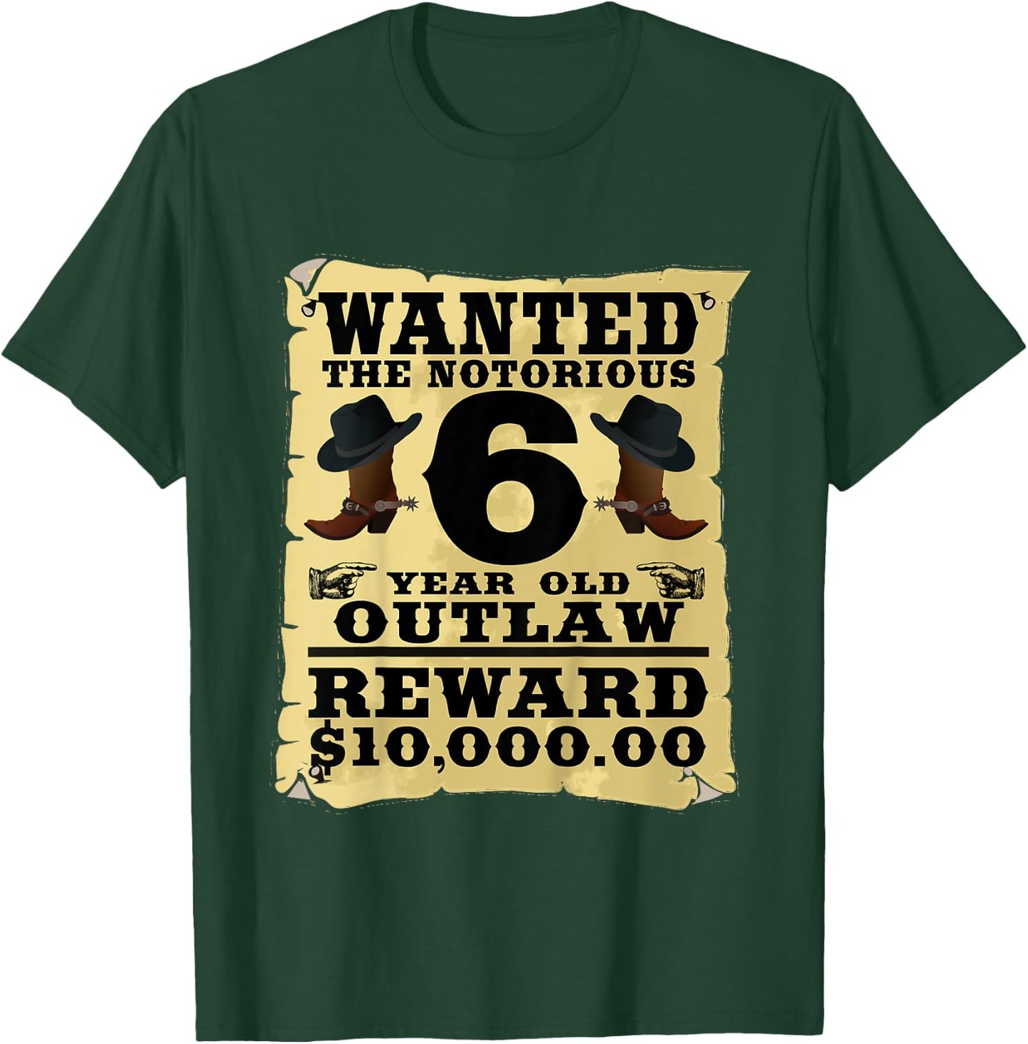 Kids 6 Year Old Cowboy Birthday Party Wild West Western 6th Gift T-Shirt - T-Shirt | Forest