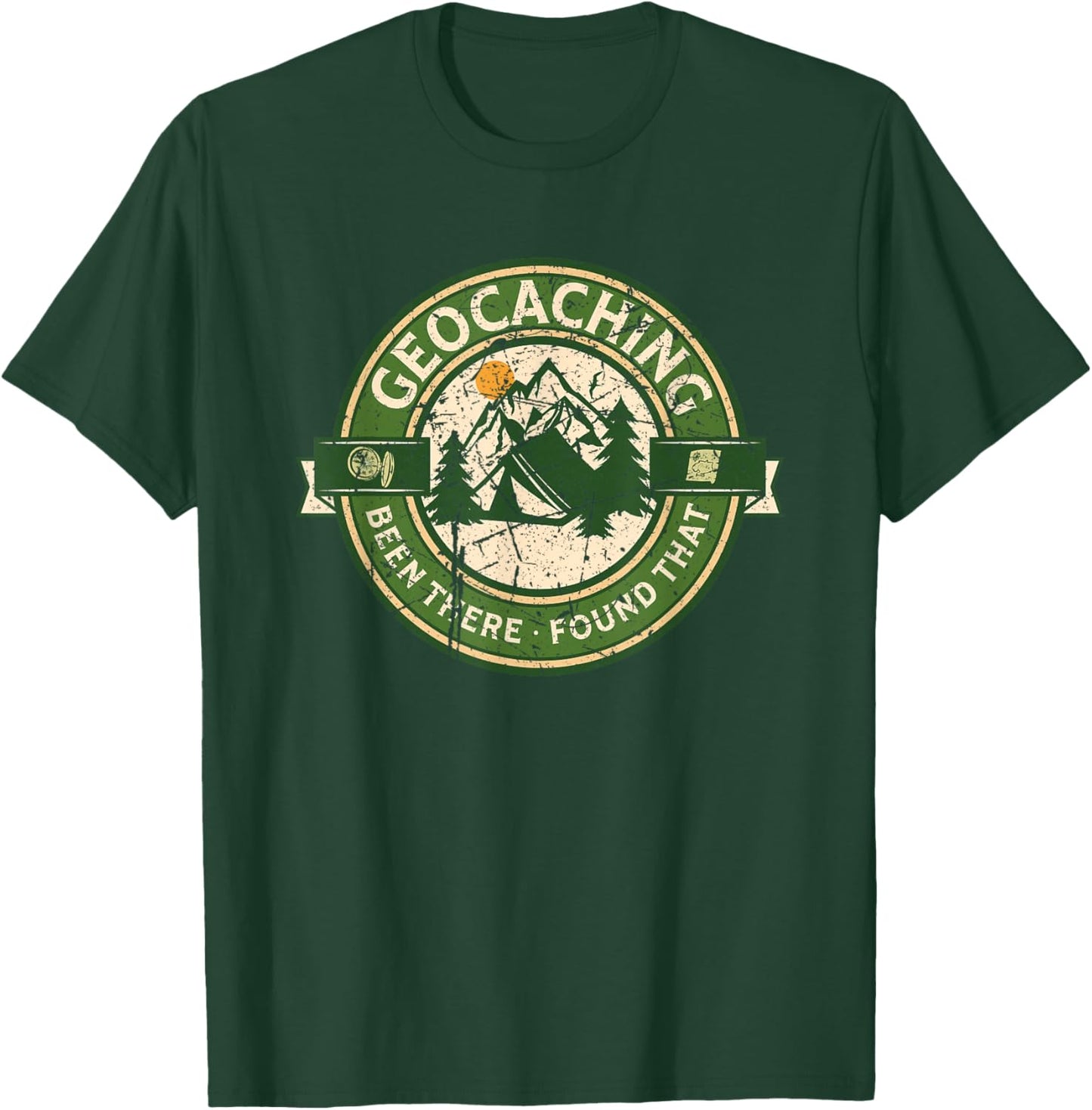 Geocaching Funny Retro Distressed Geocache Lover Men Women T-Shirt - T-Shirt | Forest
