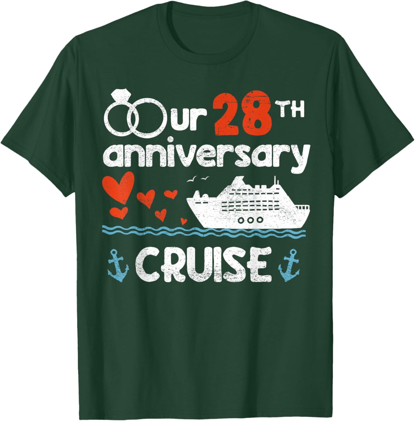 Our 28th Wedding Anniversary Cruise 28 Years Anniversary T-Shirt - T-Shirt | Forest
