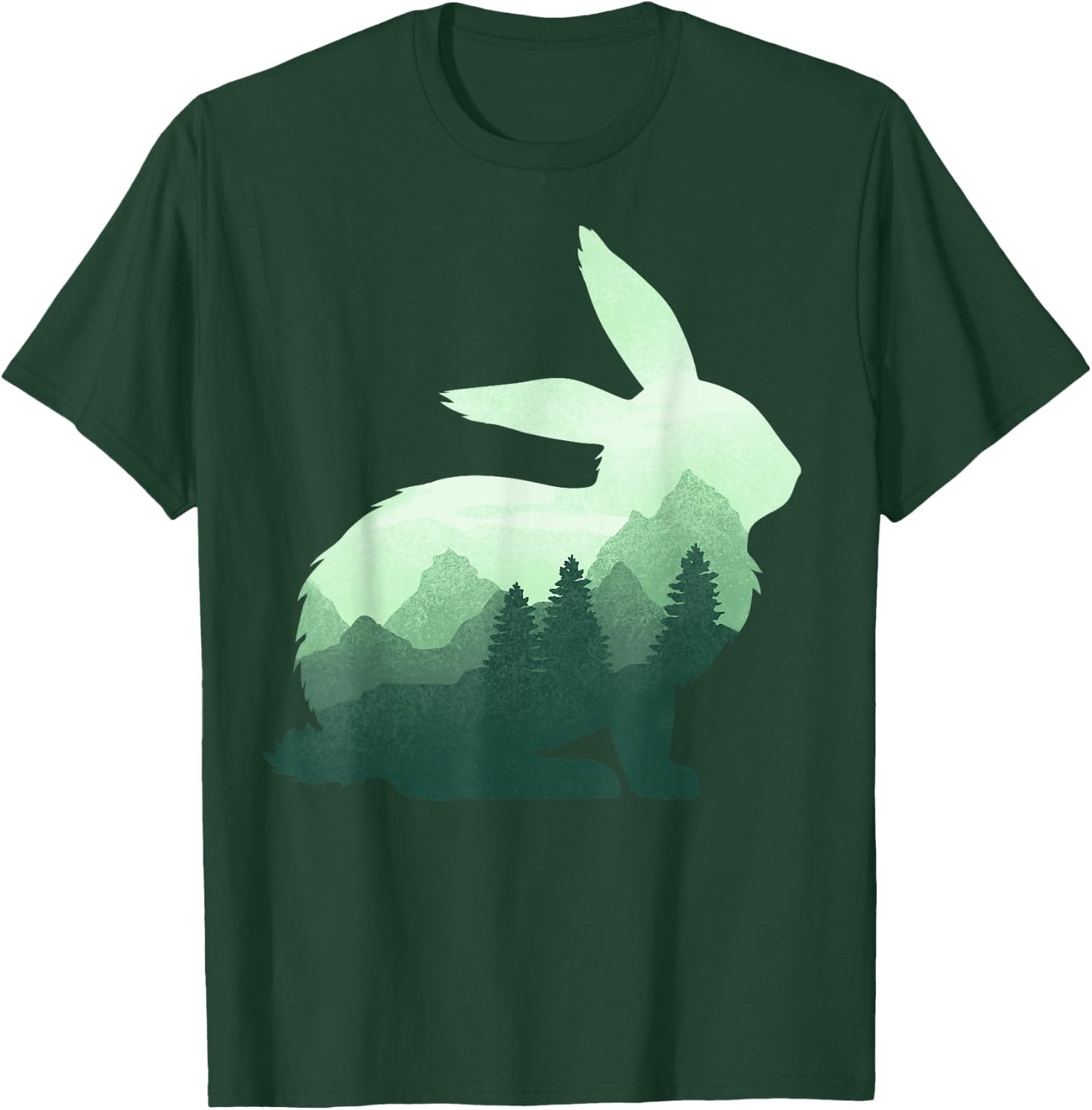 Rabbit Bunny Hare Double Exposure Surreal Wildlife Animal T-Shirt - T-Shirt | Forest