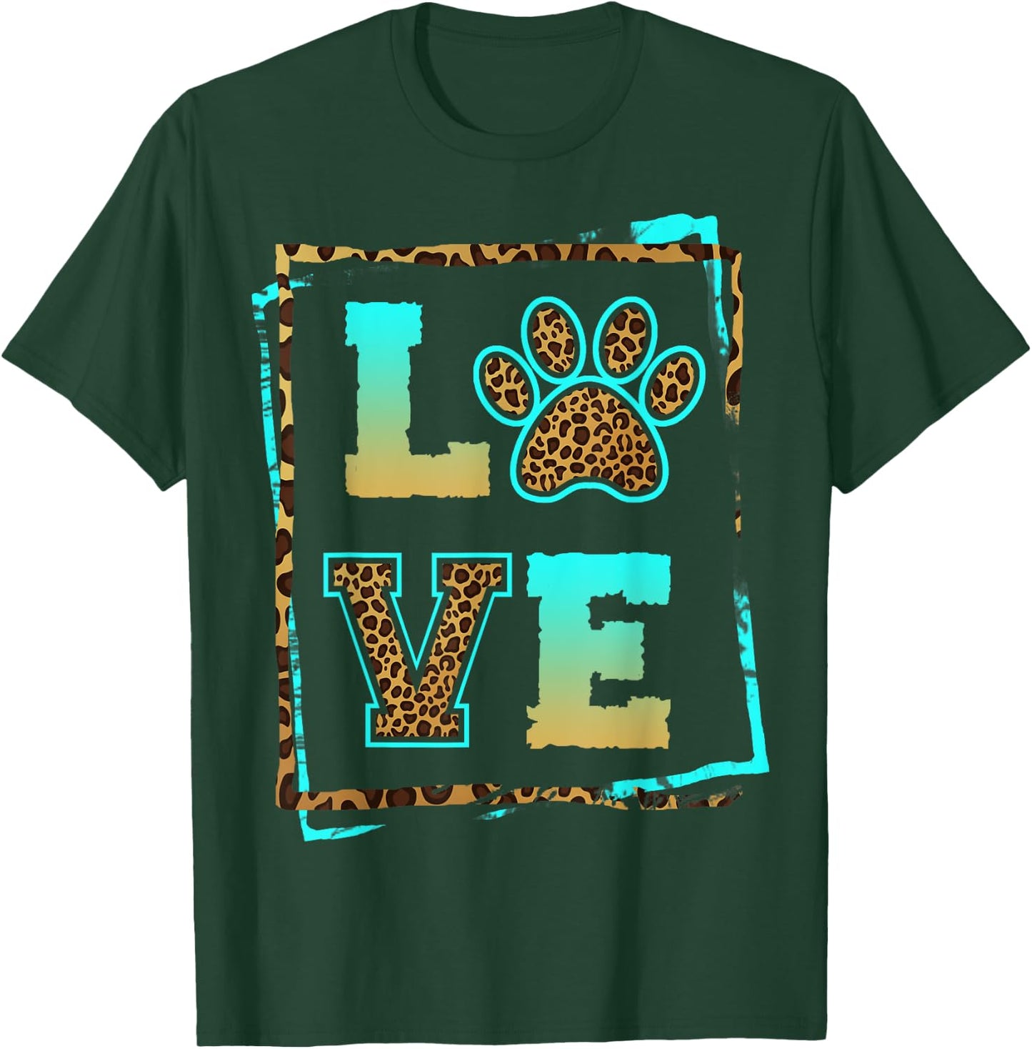 Love Paw Pet Owner Dog Mom Fur Mama Leopard Print Women Gift T-Shirt - T-Shirt | Forest