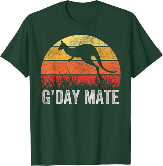 Australia G'Day Mate Shirt Funny Kangaroo Australian Vintage T-Shirt - T-Shirt | Forest