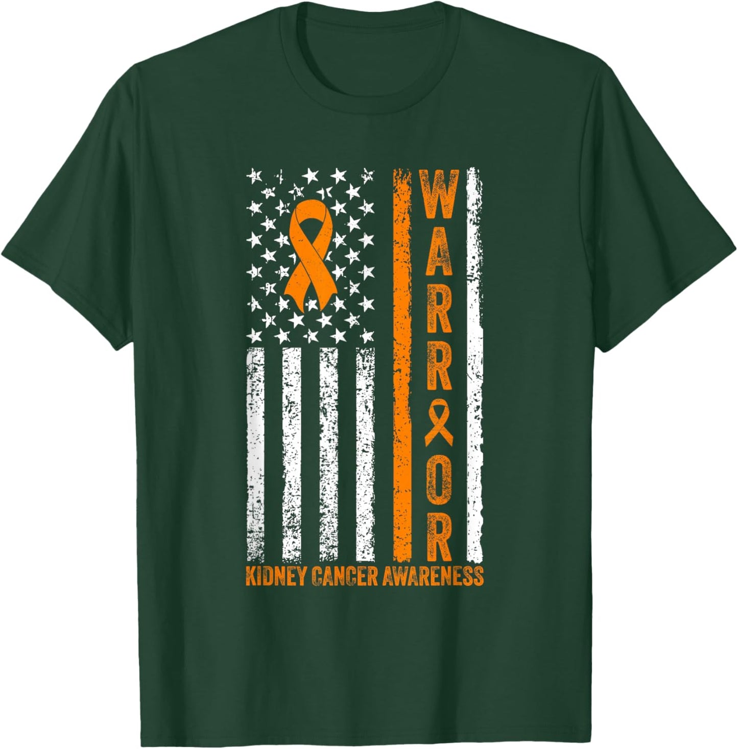 Kidney Cancer Warrior Kidney Cancer Awareness American Flag T-Shirt - T-Shirt | Forest
