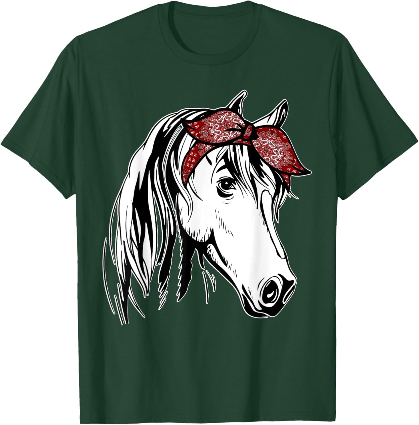 Horse Bandana for Equestrian Horseback Riding Horse Lover T-Shirt - T-Shirt | Forest