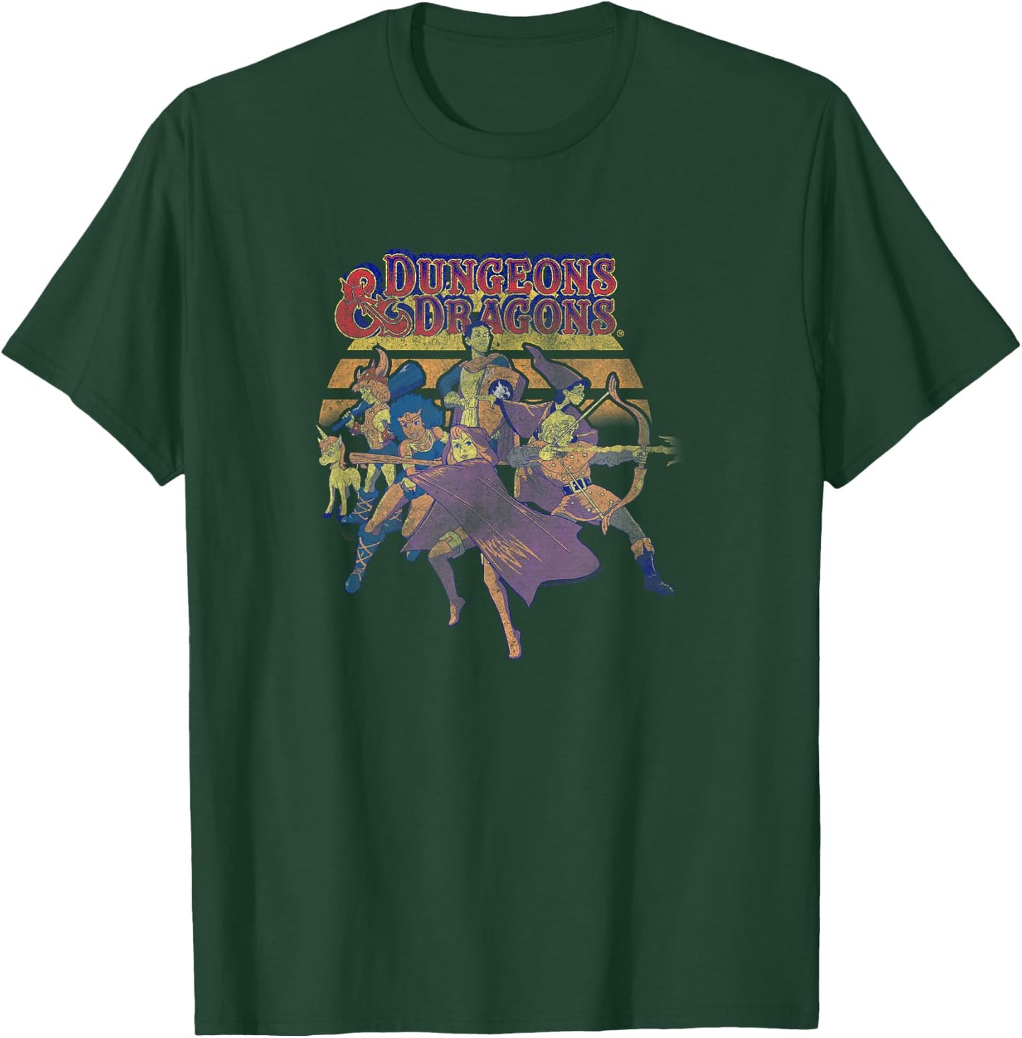 Dungeons & Dragons Retro Characters Action Pose T-Shirt - T-Shirt | Forest