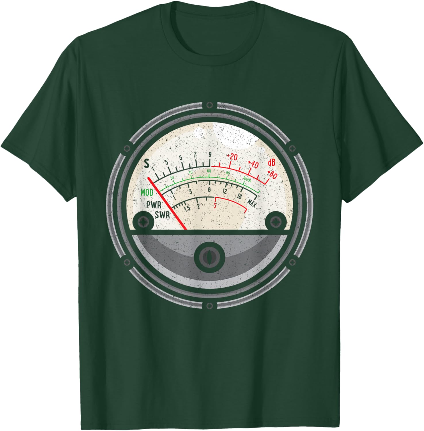 Ham Radio Operator Administrator Nerd SWR Meter Distressed T-Shirt - T-Shirt | Forest