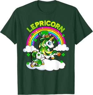 St Patricks Day Girls Unicorn Irish Lepricorn Girls Women T-Shirt - T-Shirt | Forest