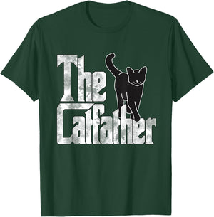 The Catfather Black Cat Father Mafia Whiskers Male Daddy T-Shirt - T-Shirt | Forest