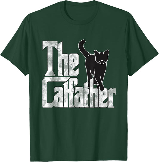The Catfather Black Cat Father Mafia Whiskers Male Daddy T-Shirt - T-Shirt | Forest