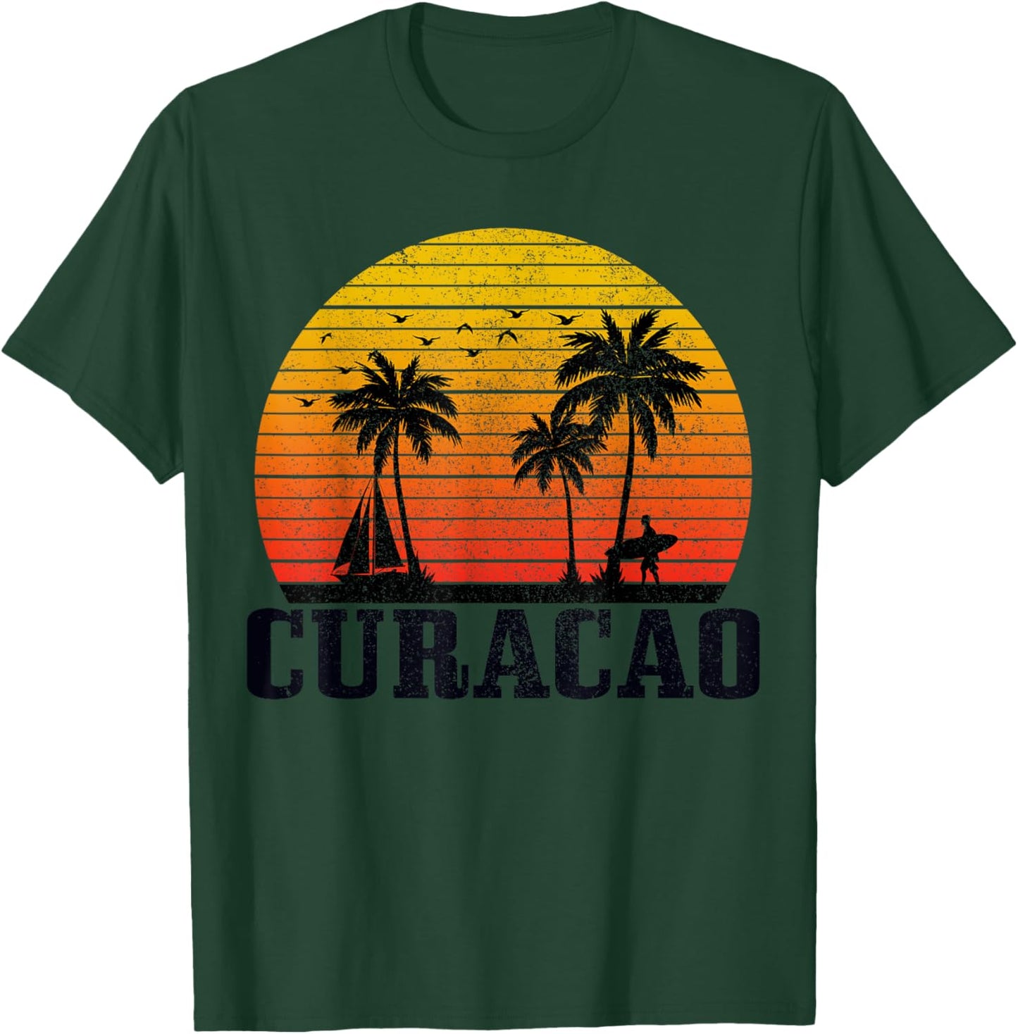 Curacao Surfer Vintage Caribbean Souvenir Women Kids T-Shirt - T-Shirt | Forest