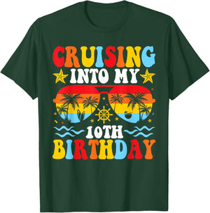 Cruising Into My 10th Birthday Family Cruise 10 Birthday T-Shirt - T-Shirt | Forest