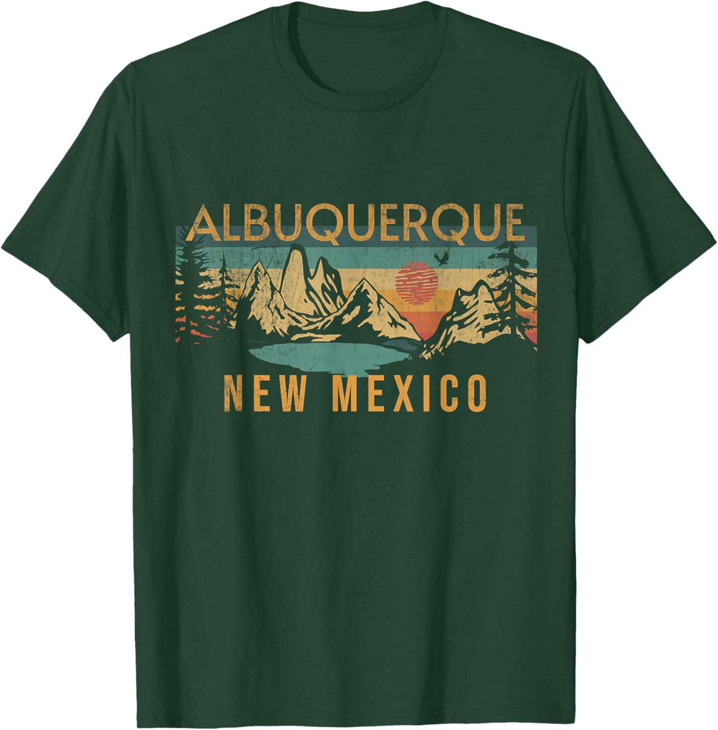 Albuquerque New Mexico USA Outdoor Vintage Albuquerque Blue Short Sleeve Classic Fit -Adults, Kids S T-Shirt - T-Shirt | Forest