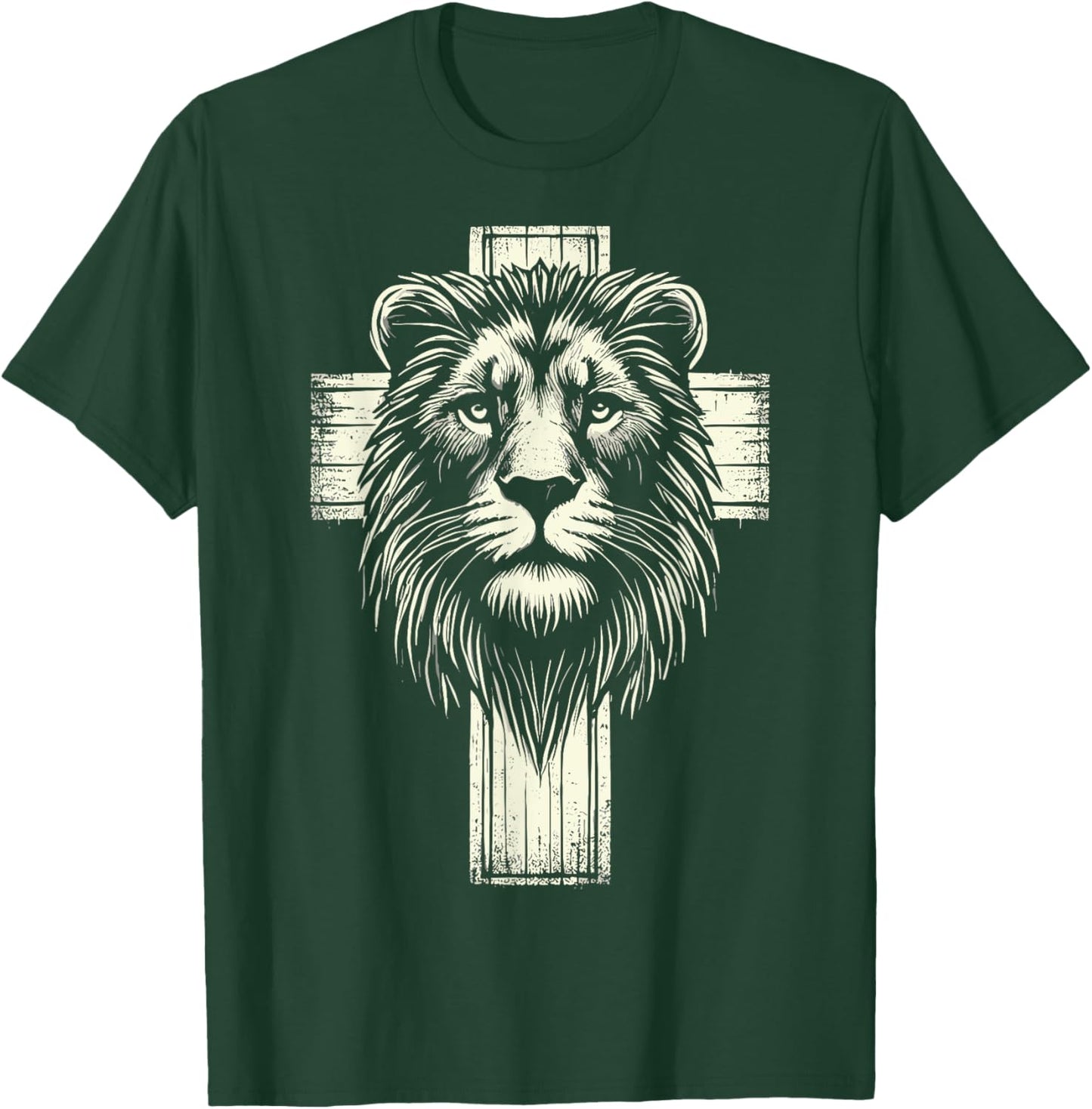 Lion of Judah Christian Lion Cross T-Shirt - T-Shirt | Forest