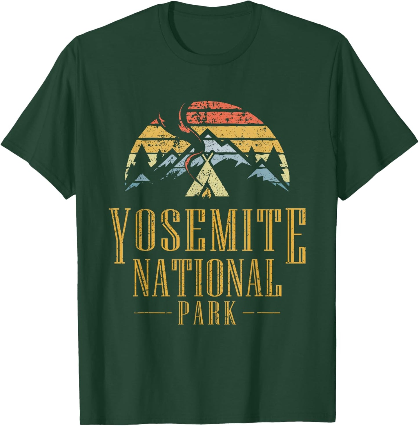 Vintage Yosemite National Park Campfire T Shirt T-Shirt - T-Shirt | Forest
