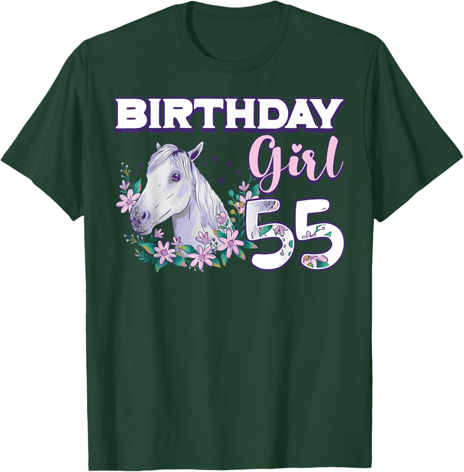 Birthday Girl 55 Horse Theme Birthday Party Celebration 55th T-Shirt - T-Shirt | Forest