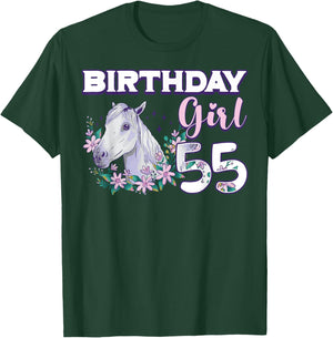 Birthday Girl 55 Horse Theme Birthday Party Celebration 55th T-Shirt - T-Shirt | Forest