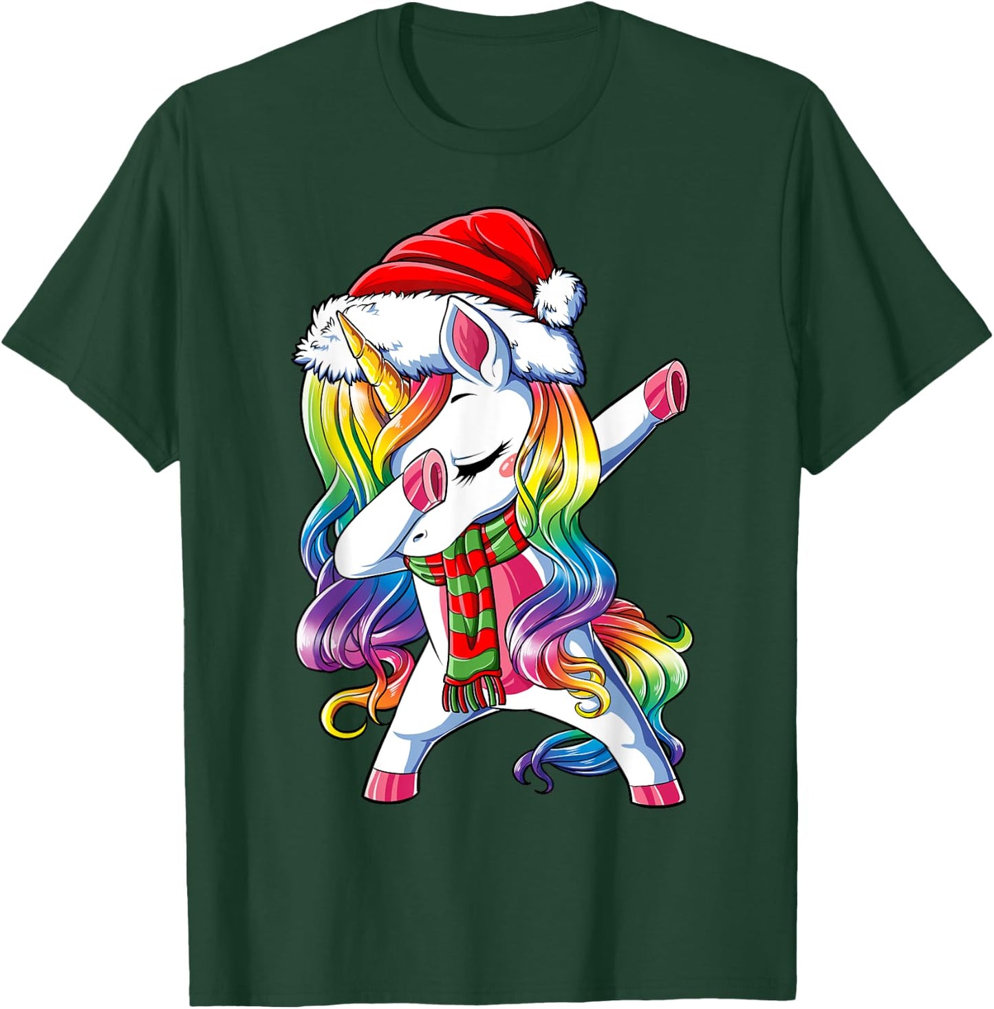 Dabbing Unicorn Santa Christmas Kids Girls Women Xmas Dab T-Shirt - T-Shirt | Forest