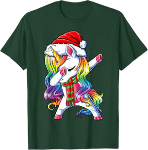 Dabbing Unicorn Santa Christmas Kids Girls Women Xmas Dab T-Shirt - T-Shirt | Forest