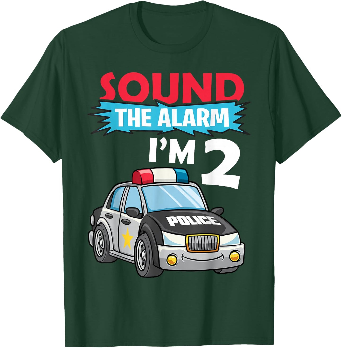 Birthday Boy Shirt 2 Years Old Police Car Policeman Cop T-Shirt - T-Shirt | Forest