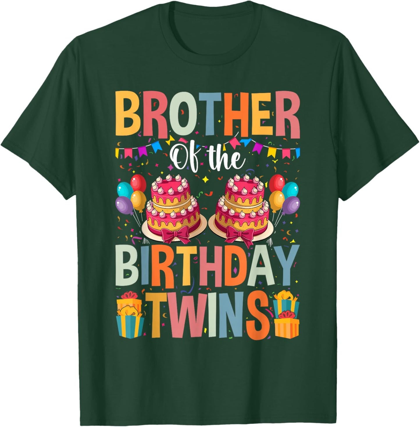 Brother Of The Birthday Twins Kids Big Brother Of Twins Bday T-Shirt - T-Shirt | Forest