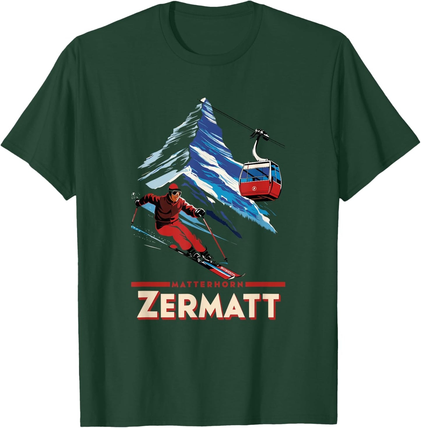 Matterhorn Ski Fun in Zermatt Alps Switzerland T-Shirt - T-Shirt | Forest