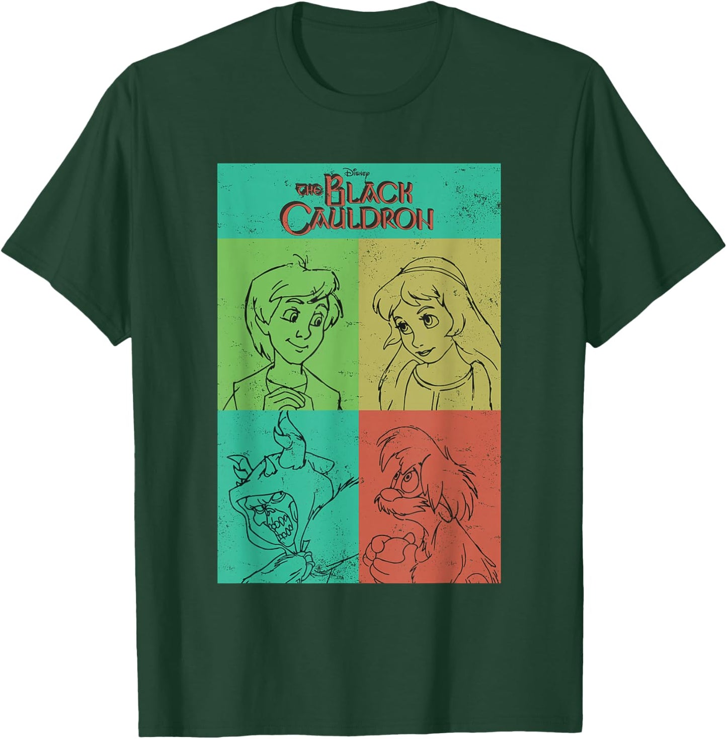 Disney The Black Cauldron Character Grid T-Shirt - T-Shirt | Forest