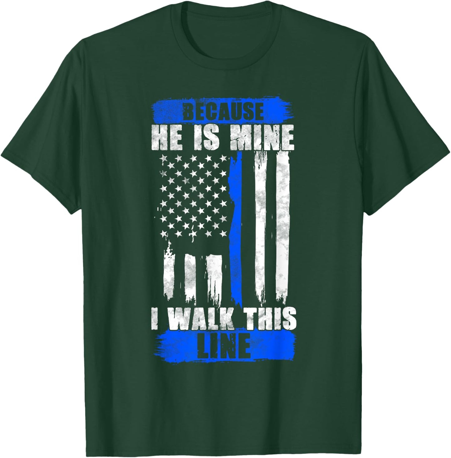 Police Wife Shirt Thin Blue Line Gift Police Girlfriend T-Shirt - T-Shirt | Forest
