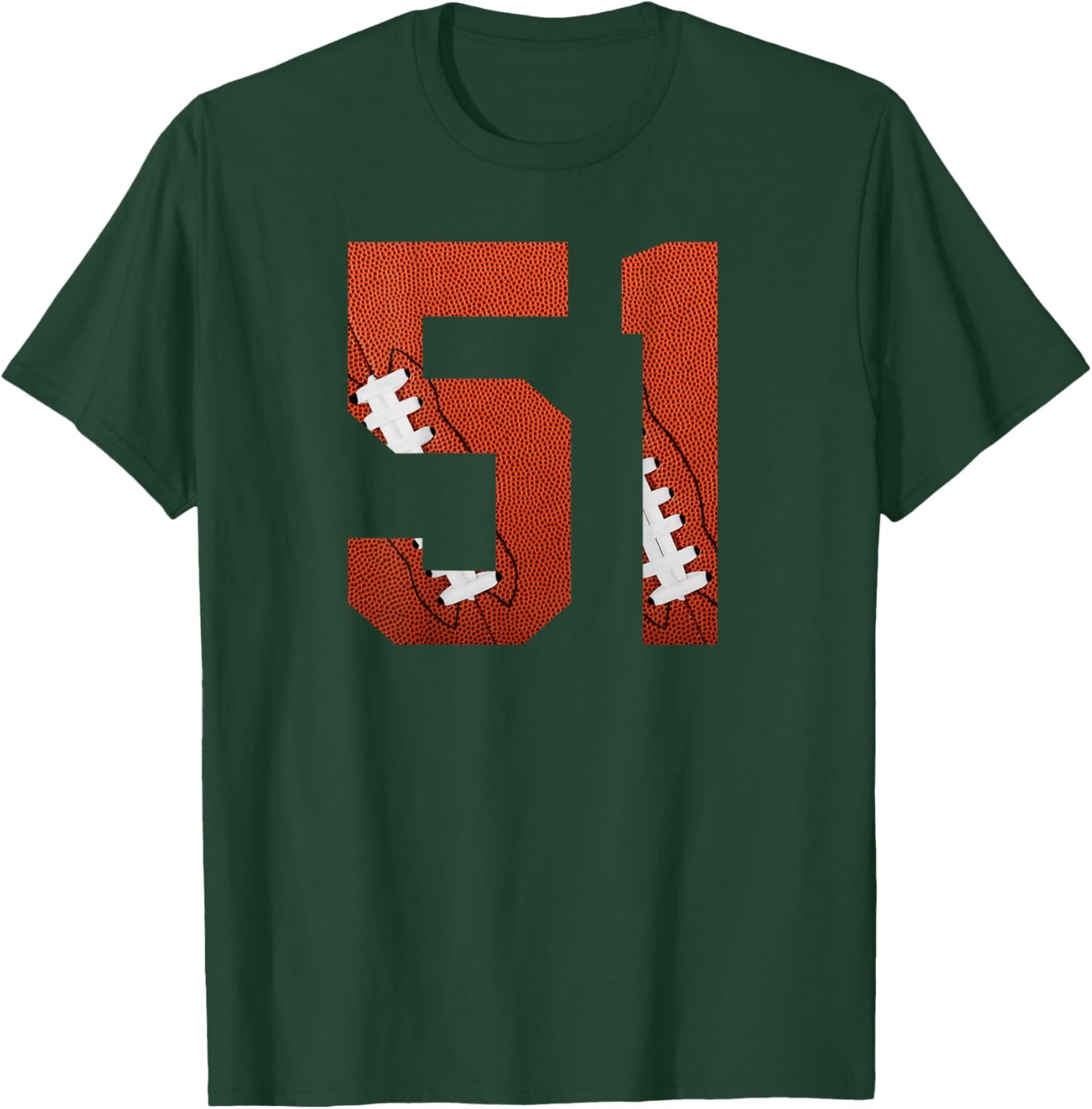 Number 51 BACKSIDE - American Football Jersey Numbered T-Shirt - T-Shirt | Forest