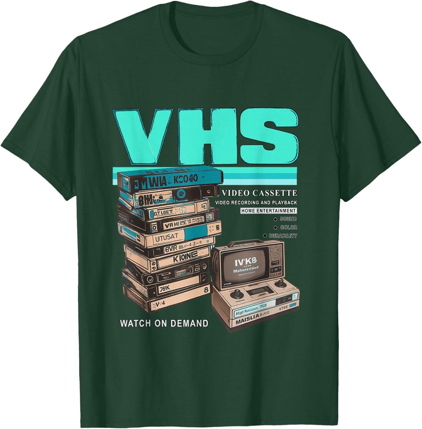 Teal Aqua VHS and Chill Teal Aqua Graphic T-Shirt - T-Shirt | Forest