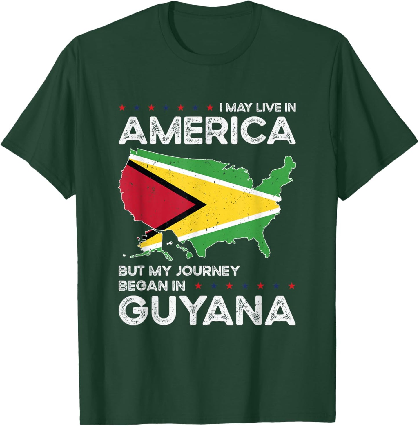 Guyanese American Patriot USA Grown Guyana US Flag T-Shirt - T-Shirt | Forest